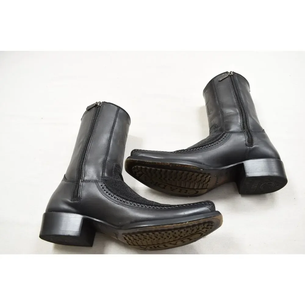 Cuadra Men's Black Stingray Laser Woven Narrow Sq. Toe Boot CU783 US Size 11 EE